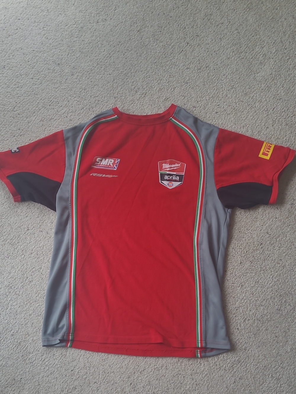 Milwaukee International Italian Red Racing Tee with Grey Panels